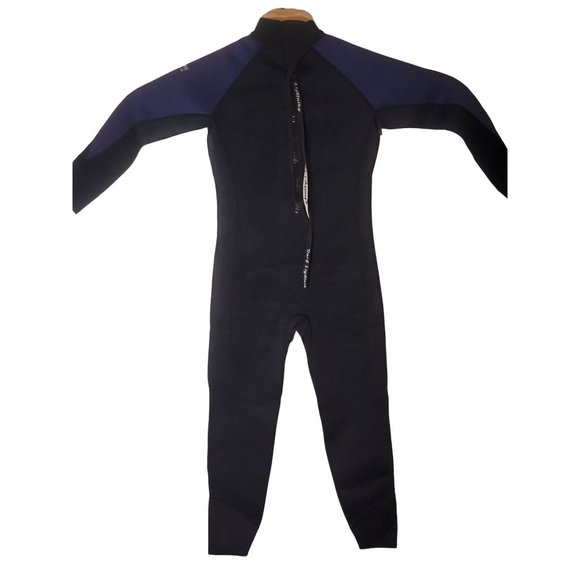 Dark Lightening Neoprene‎ Youth Wet Suit Surfing Beach Size 14 Black Blue LS - Picture 1 of 5